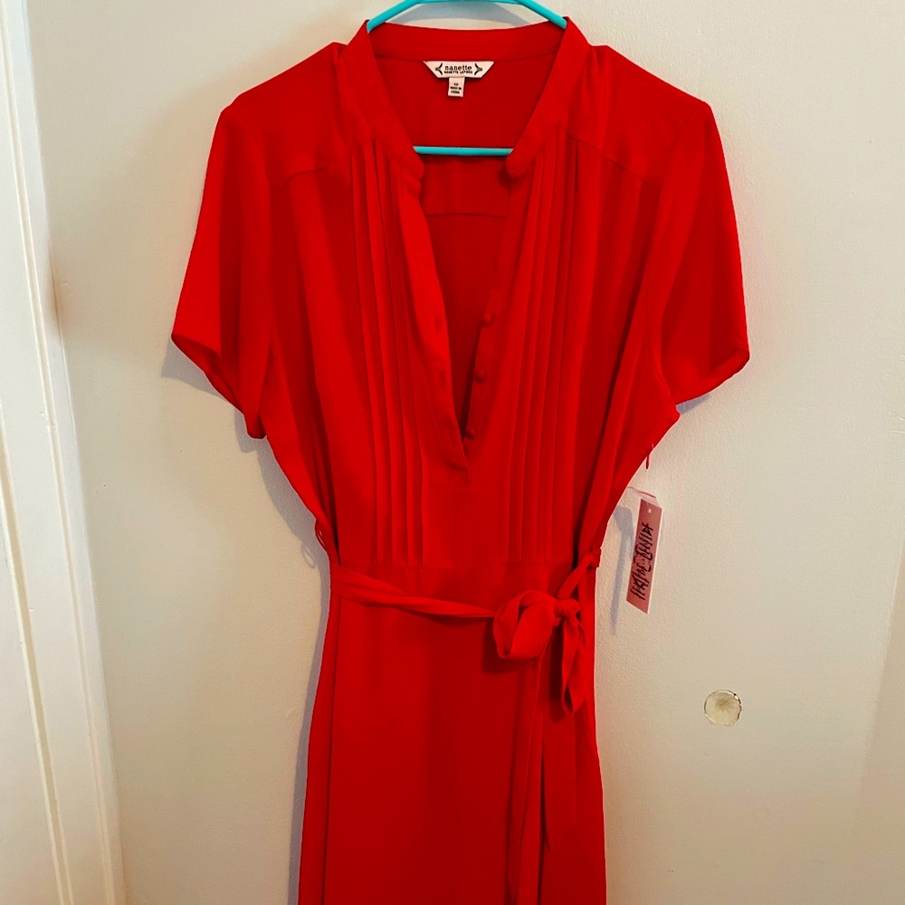 Red button down dress